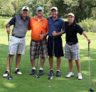 Blog image showing four golf players representing Wolf Golf Match is a social golf game
