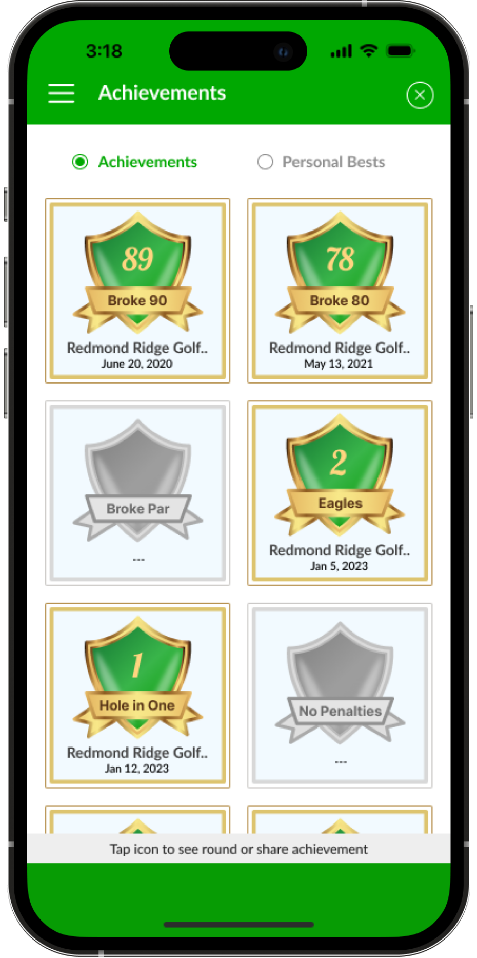 App screenshot showing the scorecard app screenshot in Beezer golf: The best golf scorecard app 
